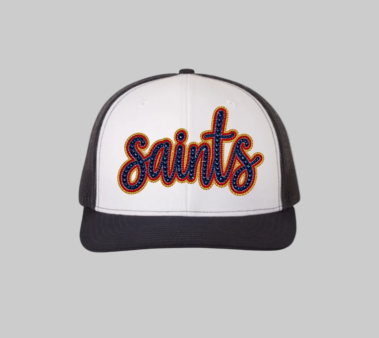 Sparkly Saints- Navy trucker hat with white front