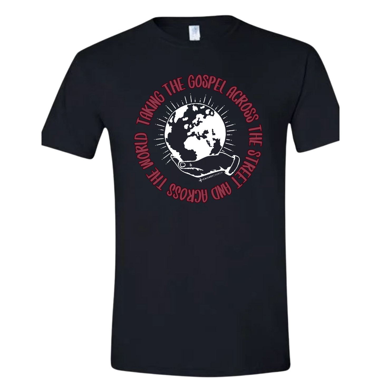 Taking the Gospel- Black Gildan Softstyle T-Shirt - Red Design