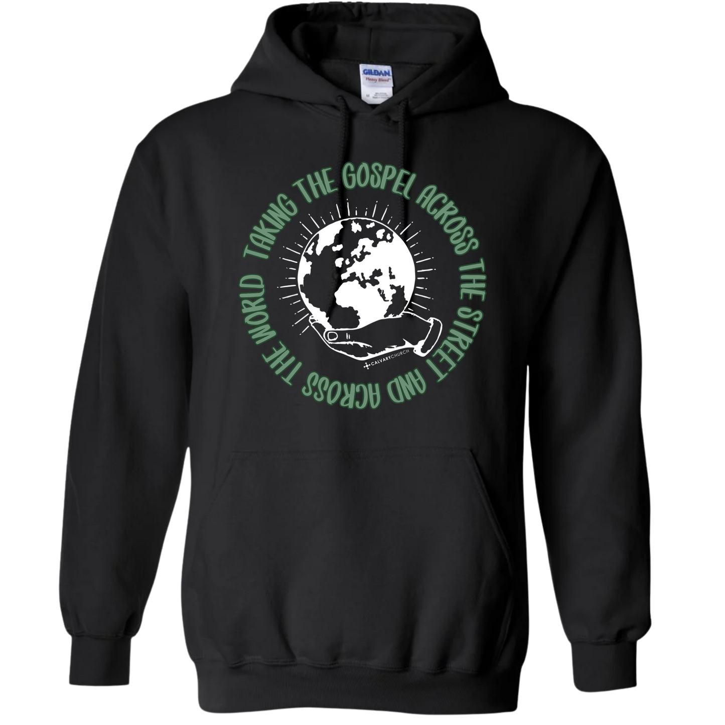 Taking the Gospel- Black Hoodie - Green Design