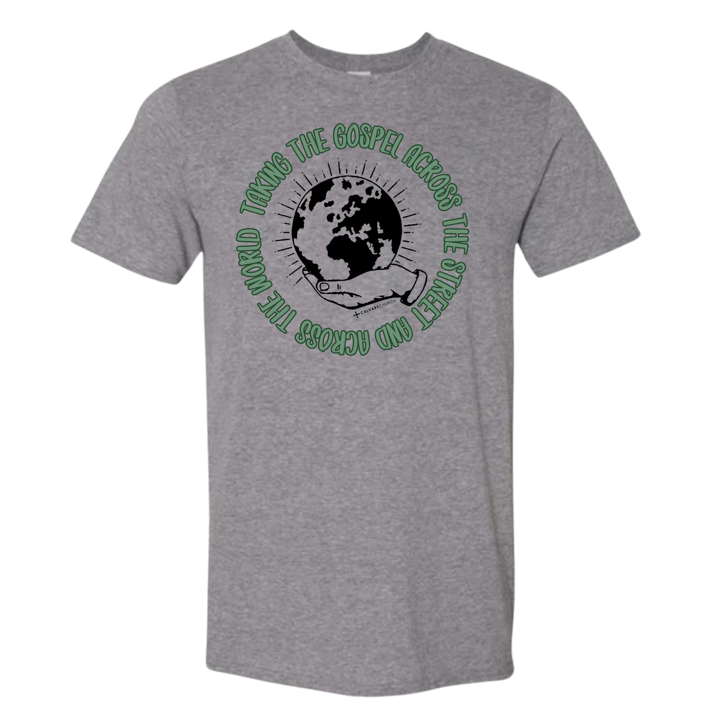 Taking the Gospel- Graphite Heather Gildan Softstyle T-Shirt - Green Design
