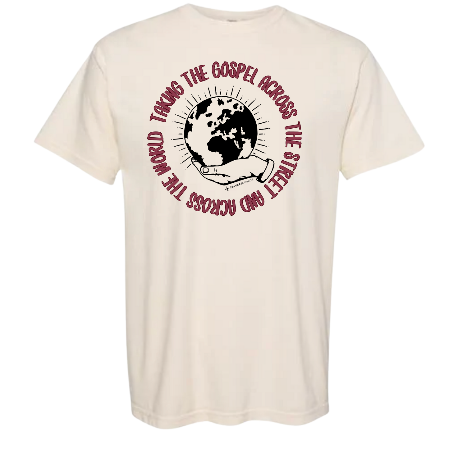 Taking the Gospel- Ivory Comfort Colors T-Shirt - Red Design