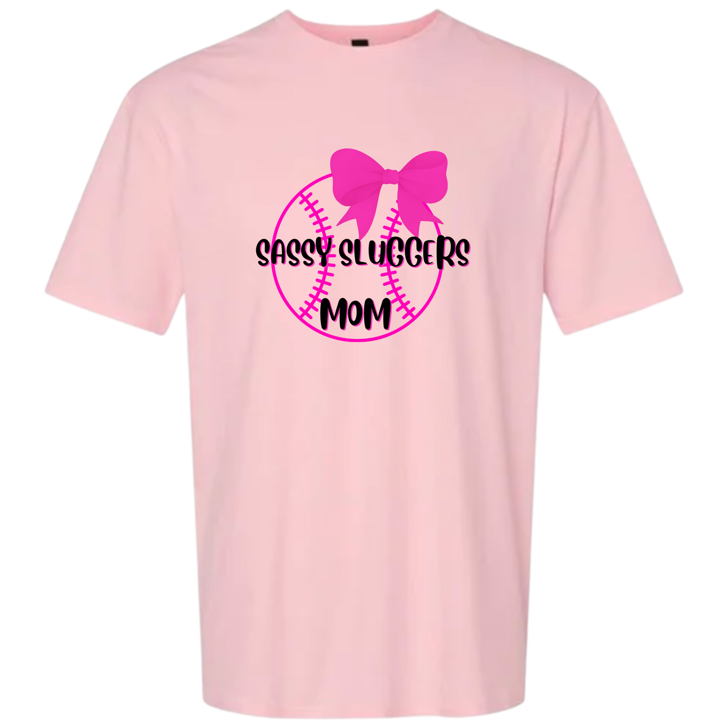 Sassy Sluggers- Light Pink Shirt/ Black Font on the Ball