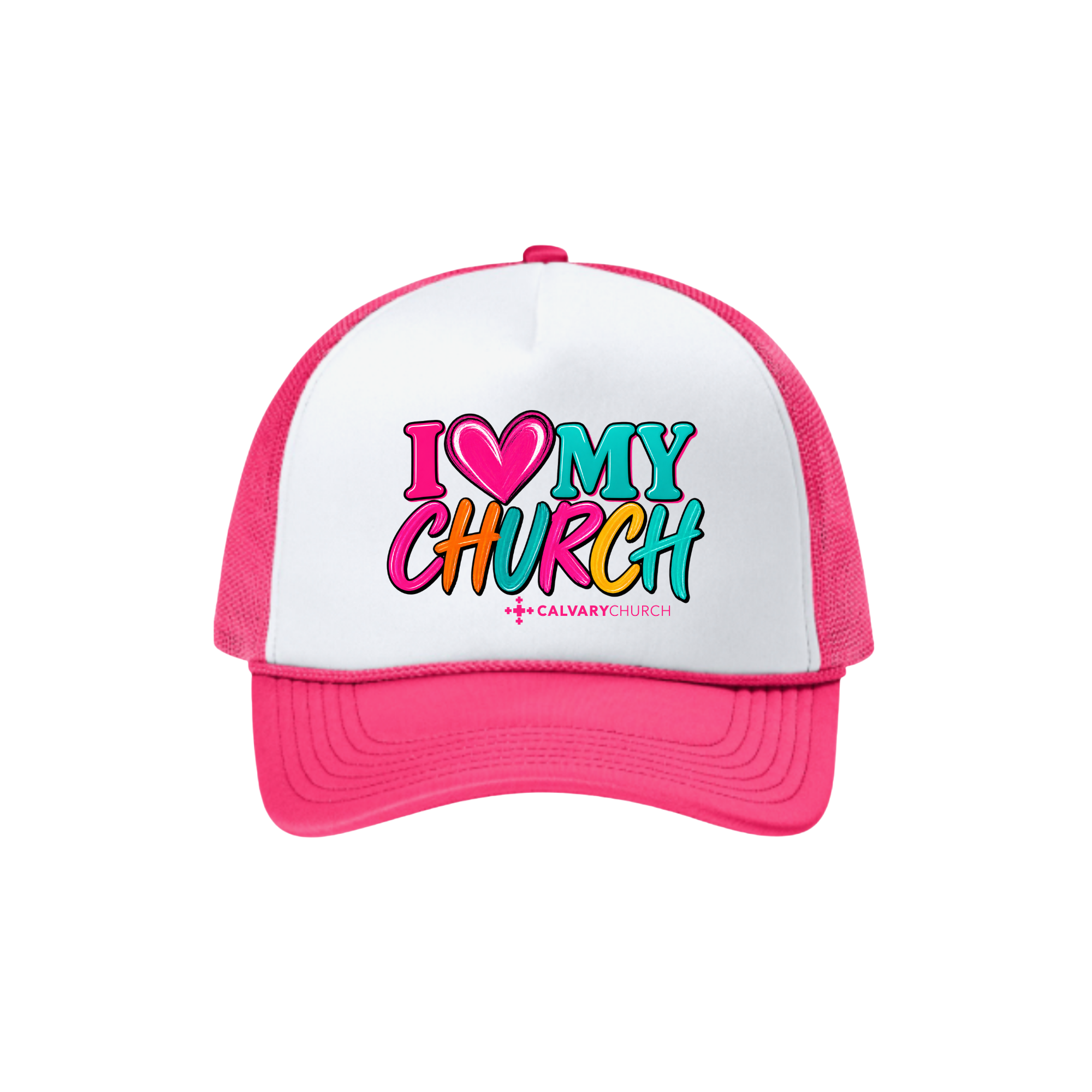 Calvary - I Love My Church hat- Hot Pink