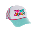 Calvary - I Love My Church hat- Hot Pink and Teal Checkered