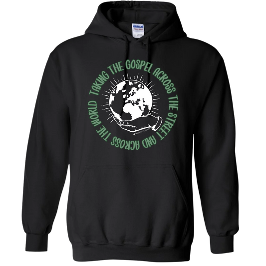 Taking the Gospel- Black Hoodie - Green Design