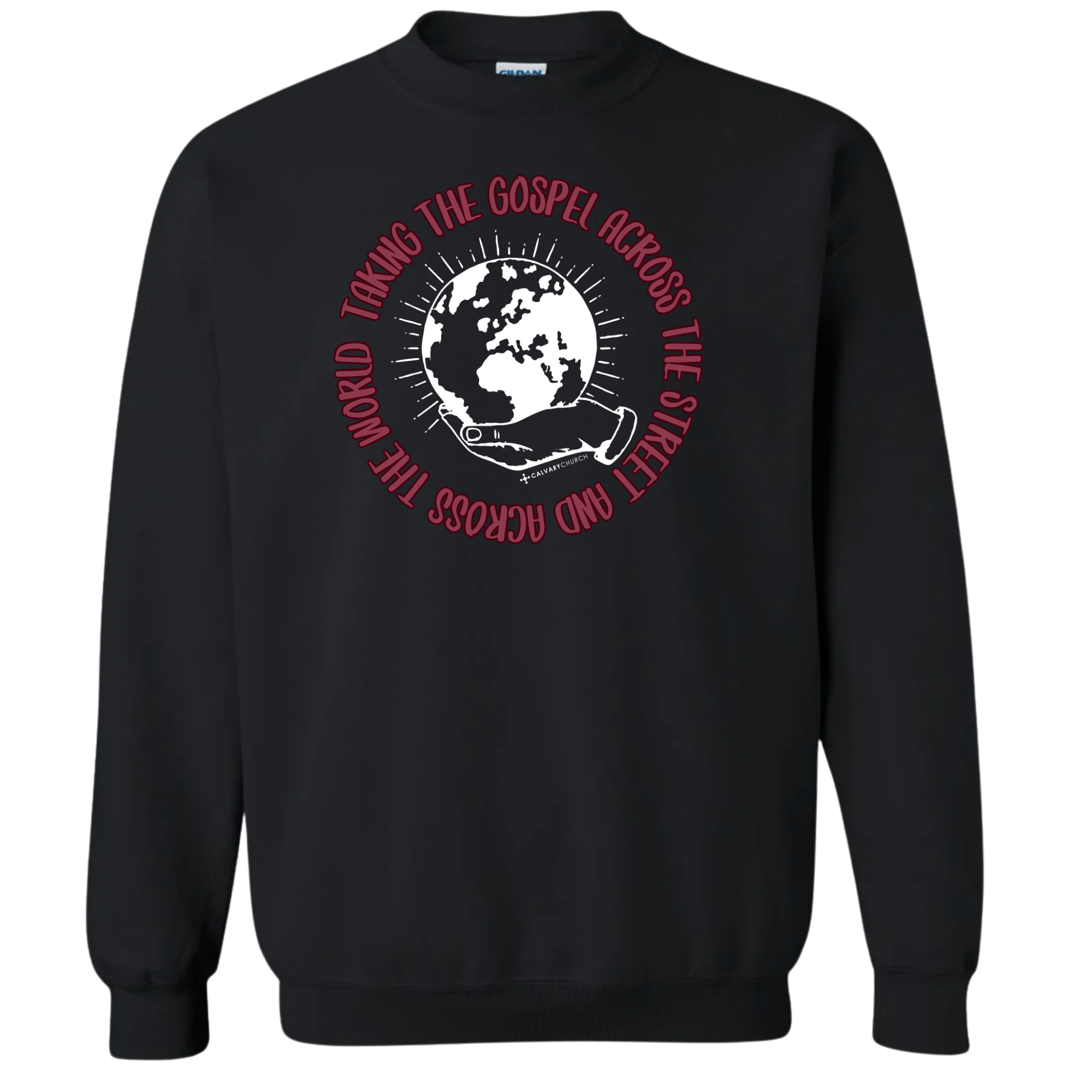 Taking the Gospel- Black Sweatshirt - Red Design