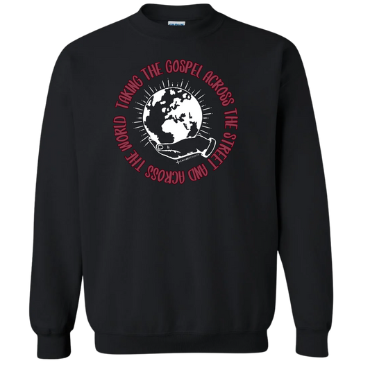 Taking the Gospel- Black Sweatshirt - Red Design
