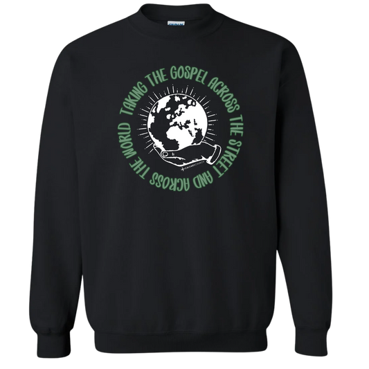 Taking the Gospel- Black Sweatshirt - Green Design