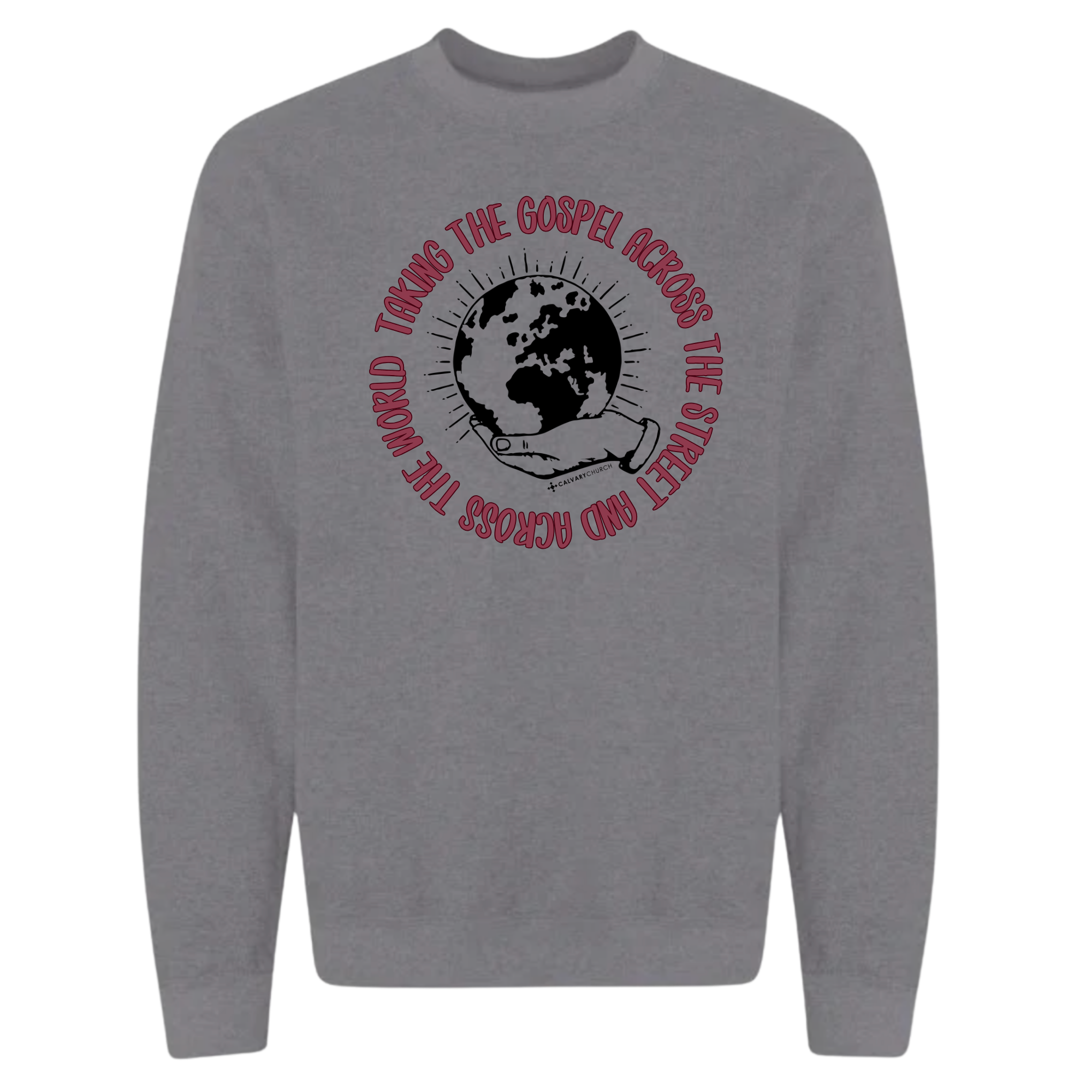 Taking the Gospel- Graphite Heather Sweatshirt - Red Design