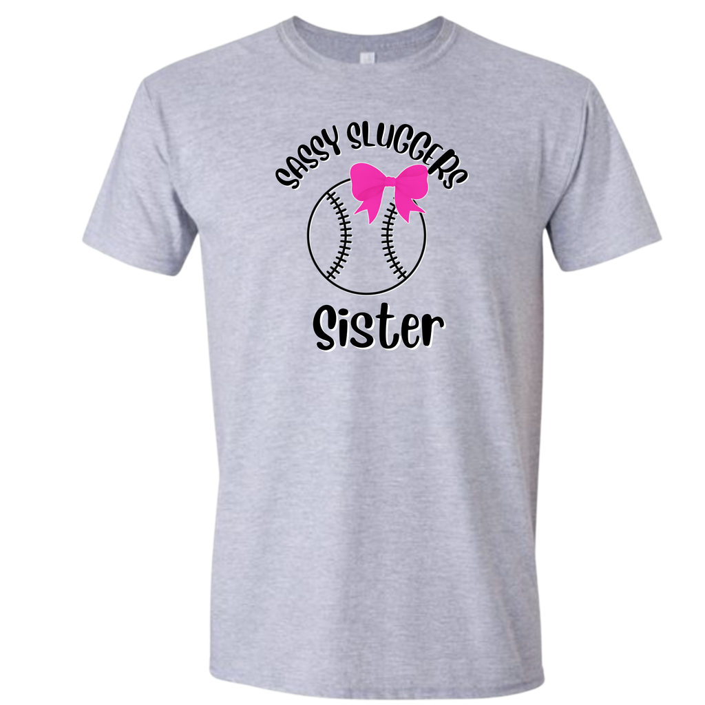 Sassy Sluggers- Gray T-Shirt/ Black Font