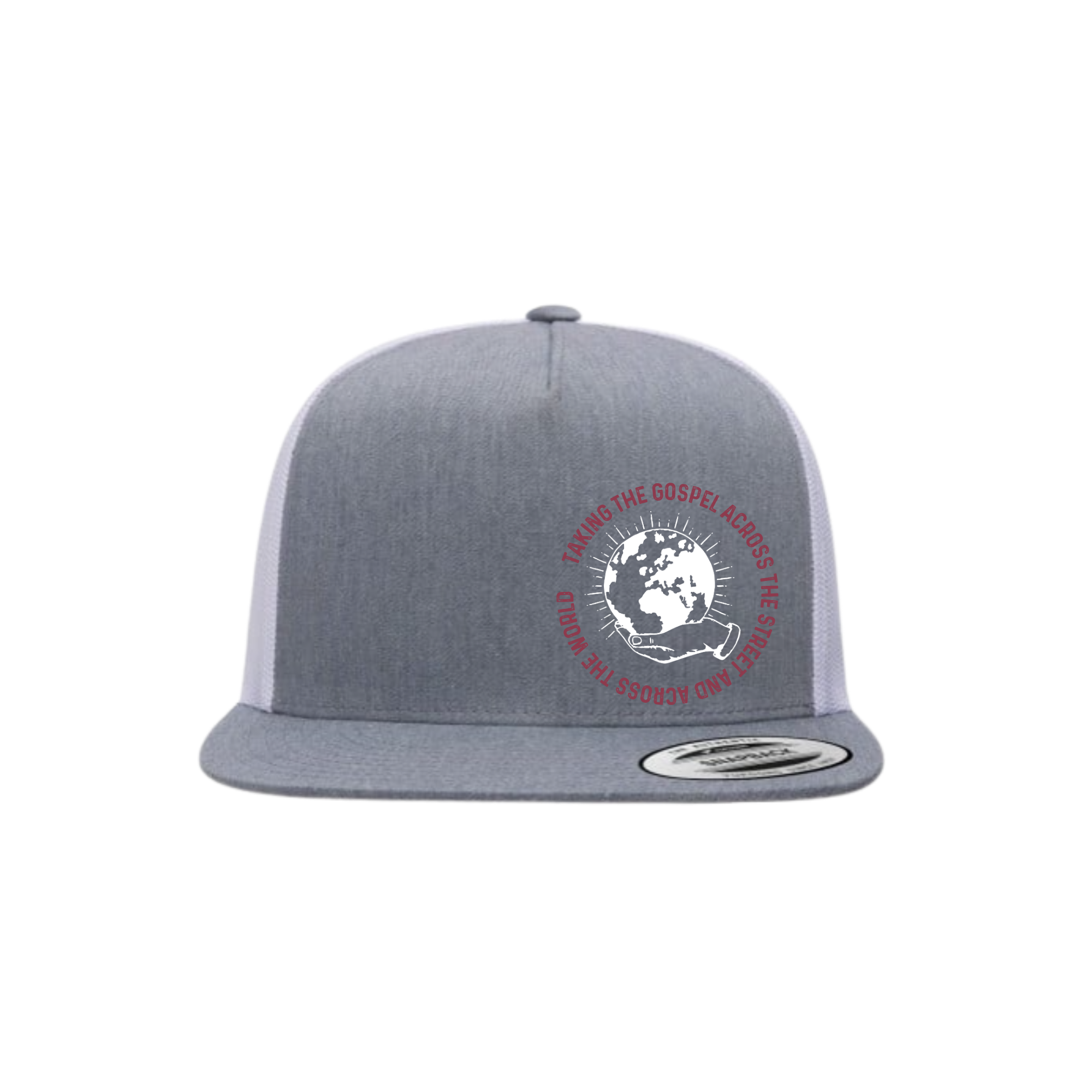 Taking the Gospel- Gray/ White Hat - Red Design