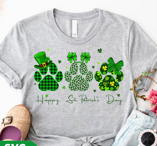 Happy St. Patrick's Day Paw Prints