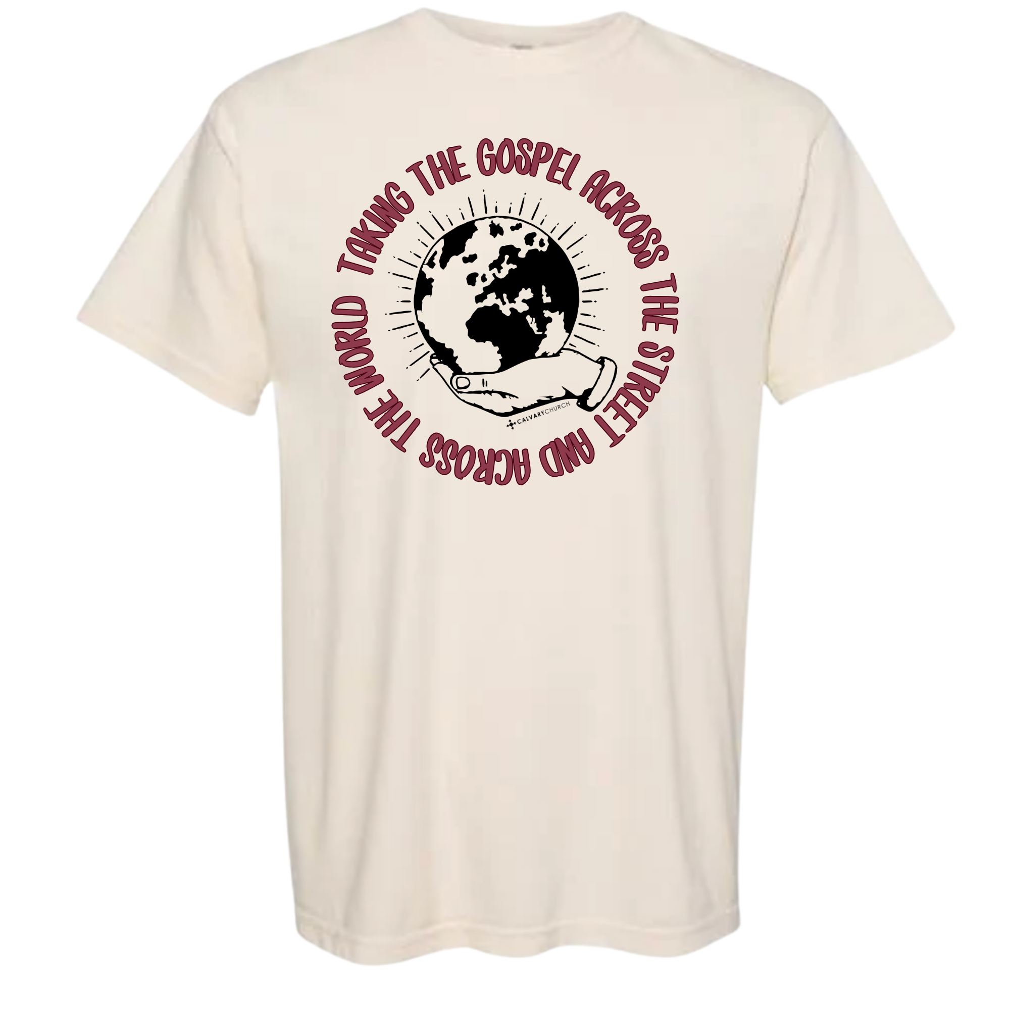 Taking the Gospel- Ivory Comfort Colors T-Shirt - Red Design