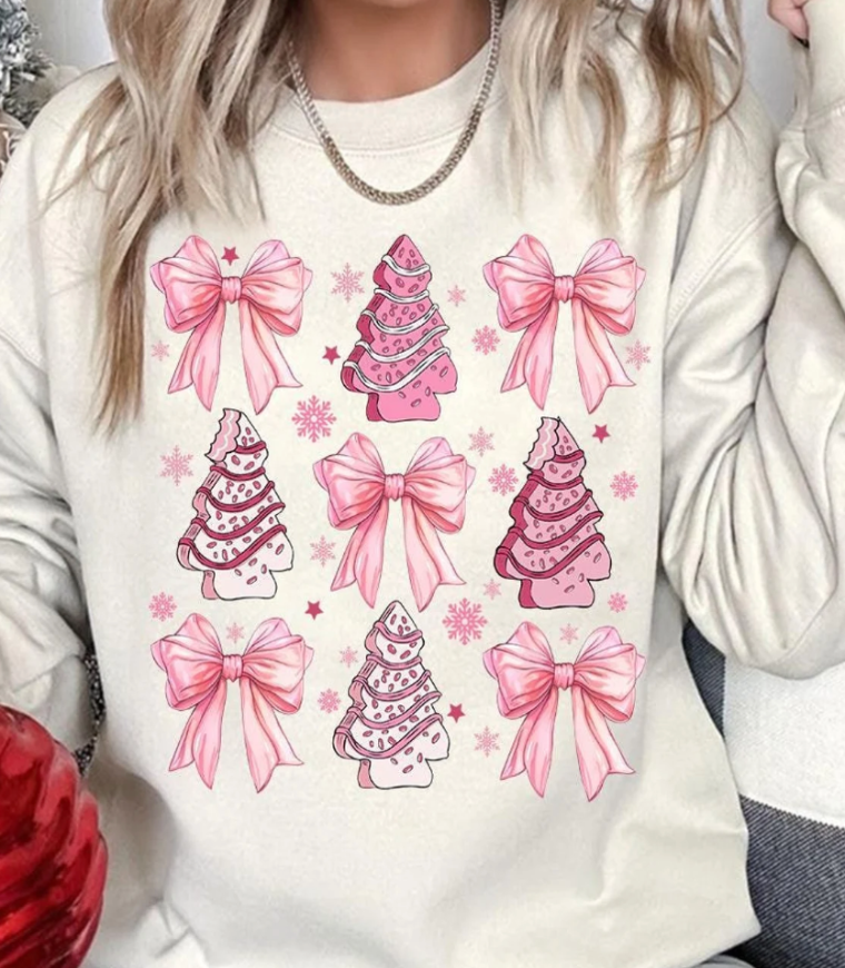 Pink Christmas Tree Cakes & Bows