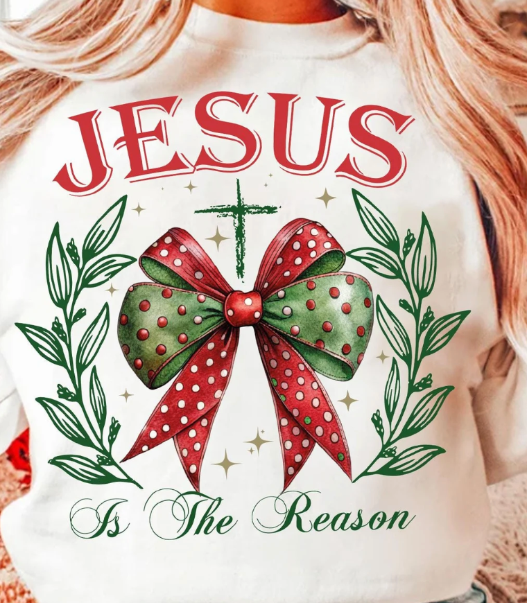Jesus is the Reason – Green & Red Bow
