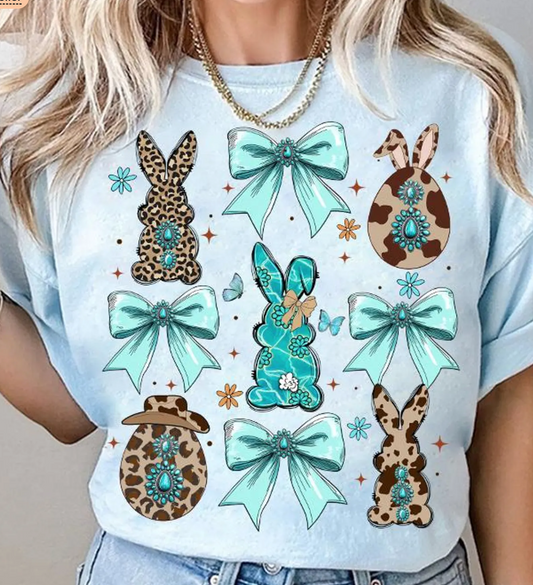 Cheetah and Turquoise Bunnies and Bows