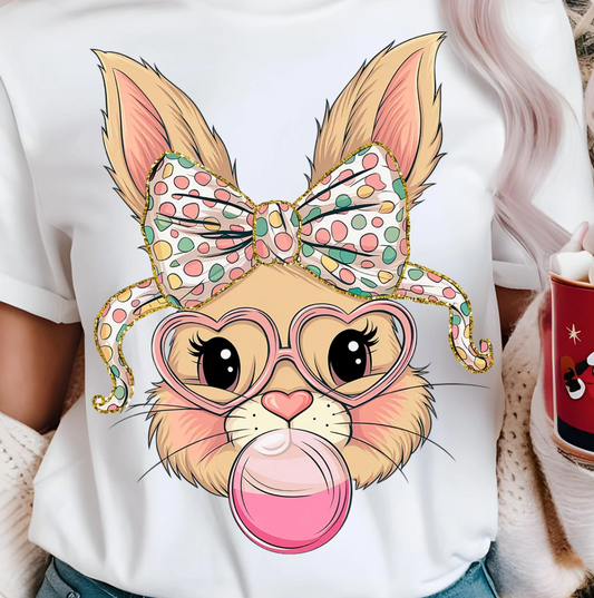 Bunny with Glasses and Bubble Gum