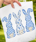Blue Patchwork Bunnies