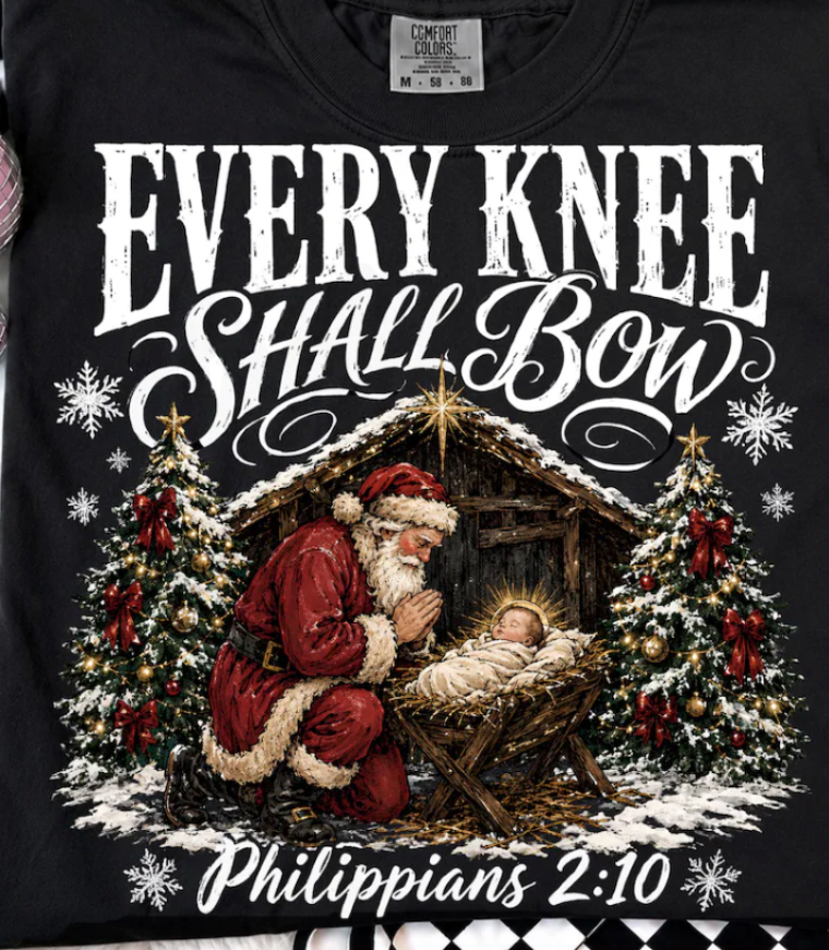 ✝️ Every Knee Shall Bow – Christmas Faith Design 🎄