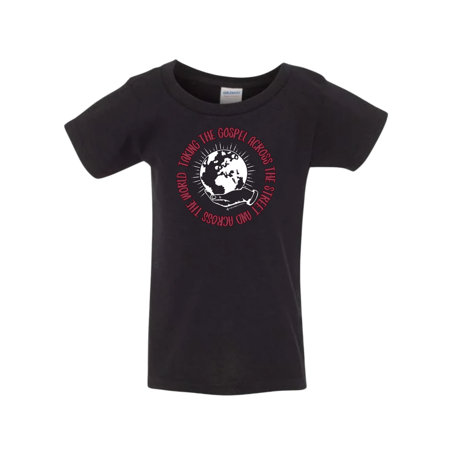 Taking the Gospel- Toddler Black Gildan  T-Shirt - Red Design