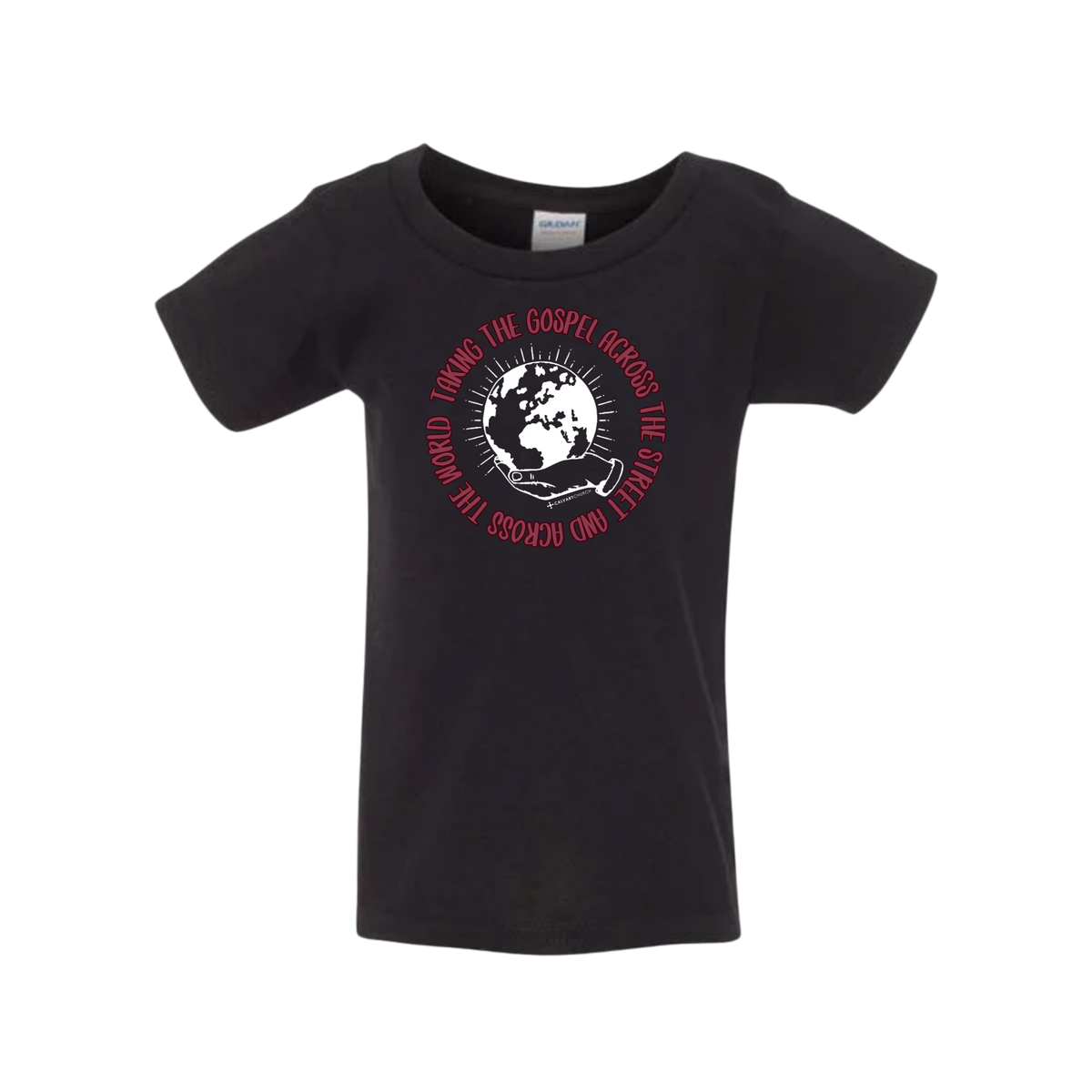 Taking the Gospel- Toddler Black Gildan  T-Shirt - Red Design