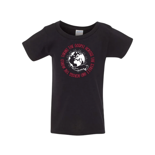 Taking the Gospel- Toddler Black Gildan  T-Shirt - Red Design